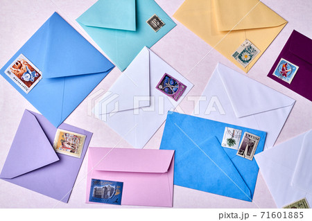 Envelopes with post stamps. Envelopes with post stamps. 71601885