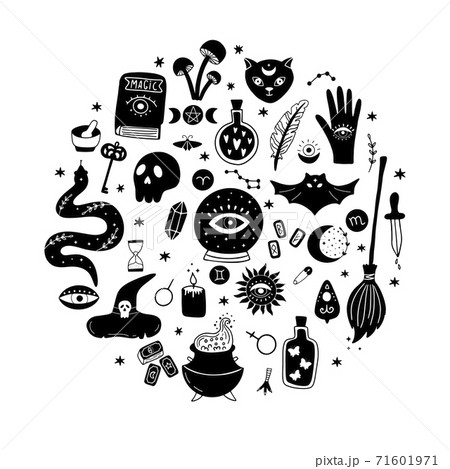 Magical vector round set. 71601971