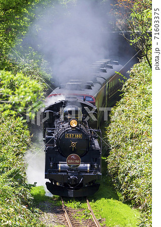 トンネルを出るSLばんえつ物語 新潟県阿賀町 トンネルを出るSLばんえつ物語 新潟県阿賀町 71603375