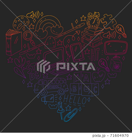 Vector illustration. Back to school vector pattern. Textile fabric design, wrapping paper and website wallpapers. 71604970