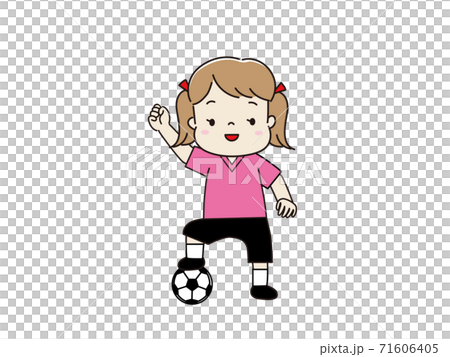 ユニフォームを着てサッカーをする女の子 女子サッカーのイラスト素材