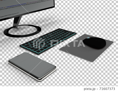 デスクの上のキーボード スマートフォン マウス モニターのイラスト素材
