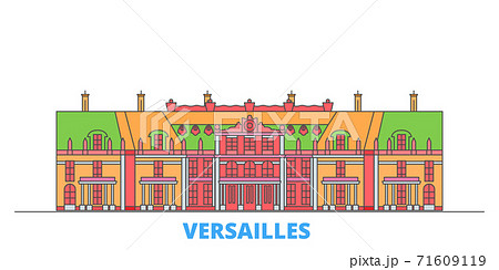 France Versailles Line Cityscape Flat Vector のイラスト素材