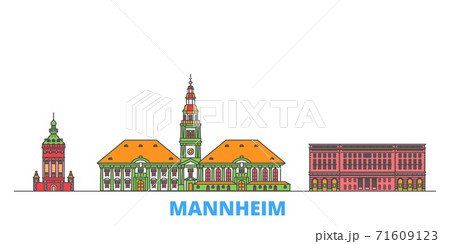 Germany, Mannheim line cityscape, flat vector. Travel city landmark, oultine illustration, line world icons 71609123