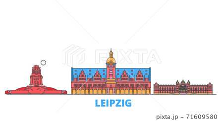 Germany, Leipzig line cityscape, flat vector. Travel city landmark, oultine illustration, line world icons 71609580
