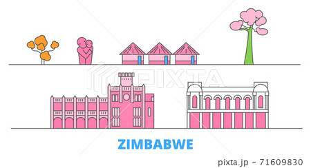 Zimbabwe line cityscape, flat vector. Travel city landmark, oultine illustration, line world icons Zimbabwe line cityscape, flat vector. Travel city landmark, oultine illustration, line world icons 71609830