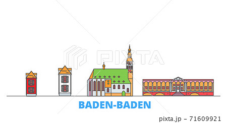 Germany, Baden Baden line cityscape, flat vector. Travel city landmark, oultine illustration, line world icons 71609921