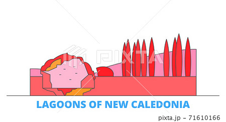 France, Lagoons Of New Caledonia line cityscape, flat vector. Travel city landmark, oultine illustration, line world icons 71610166