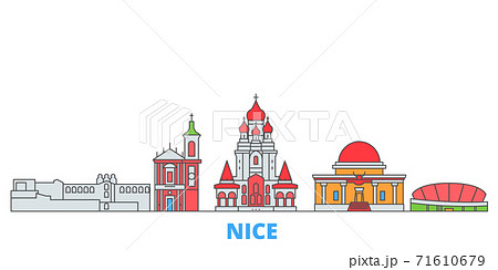 France, Nice line cityscape, flat vector. Travel city landmark, oultine illustration, line world icons France, Nice line cityscape, flat vector. Travel city landmark, oultine illustration, line world icons 71610679
