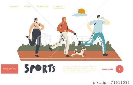 Summer Outdoor Sport Activity, Jogging Healthy Lifestyle Landing Page Template. Characters Run at Morning in Park. Summer Outdoor Sport Activity, Jogging Healthy Lifestyle Landing Page Template. Characters Run at Morning in Park. 71611052