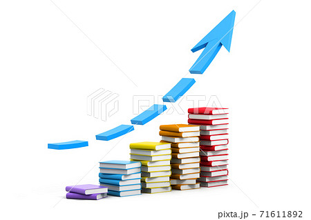 pile of colourful book forming bar graph. 71611892
