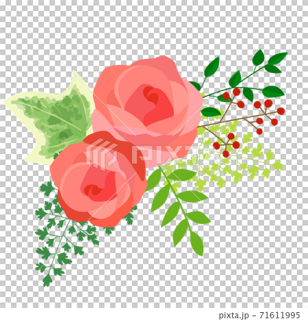 Illustration of a small bouquet of roses (white - Stock 