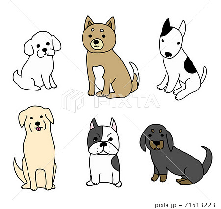 6種類の犬種の犬のイラスト素材