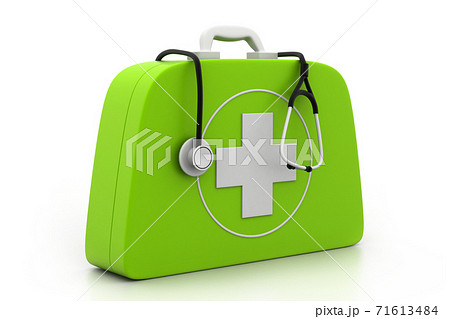Stethoscope and First Aid Kit. 71613484
