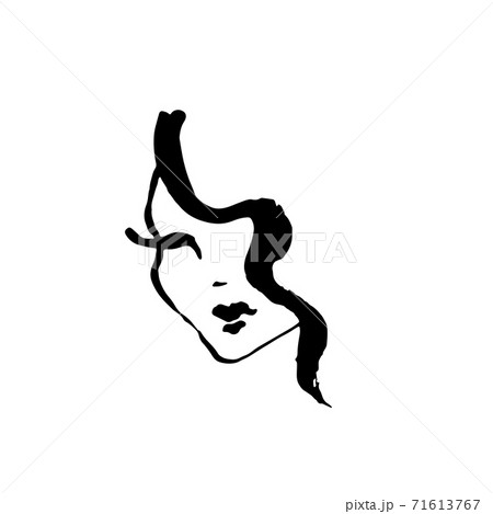 Template logo for beauty products. Abstract girl painted by rough dry brush. Vector illustration. Template logo for beauty products. Abstract girl painted by rough dry brush. Vector illustration. 71613767