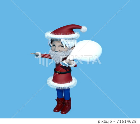 クリスマス・プレゼントの袋を持つサンタクロース 71614628