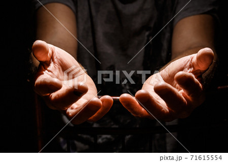 Male hands with open palms. Male hands with open palms. 71615554