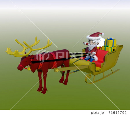 クリスマス ソリに乗るサンタクロースのイラスト素材