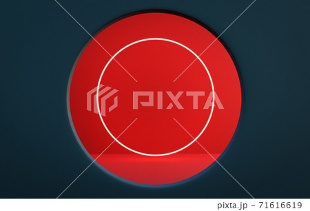 Prussian blue color wall with round shape window 71616619