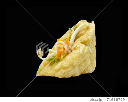 Malay cuisine or Stuffed Tofu called Tauhu sumbat on black background Malay cuisine or Stuffed Tofu called Tauhu sumbat on black background 71616749