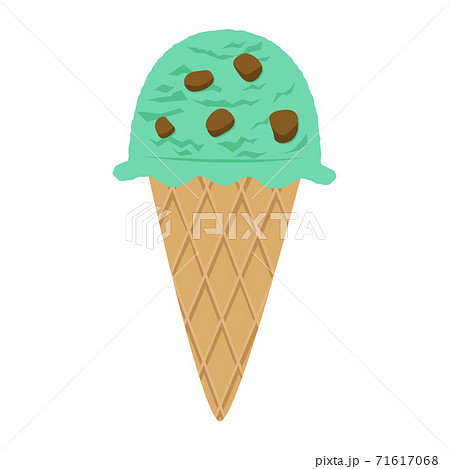 チョコミントアイスクリームのイラストのイラスト素材