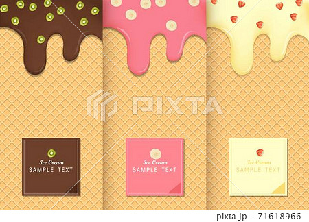 Flowing ice cream on wafer texture sweet food vector background design EPS10. 71618966