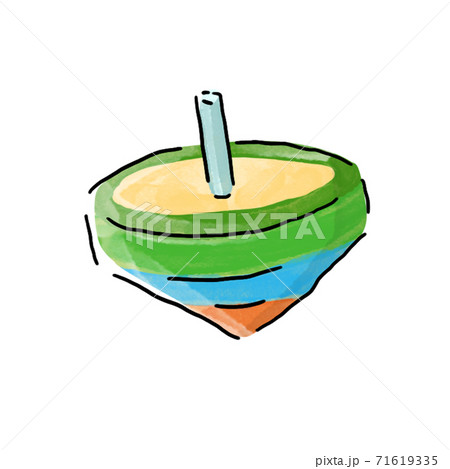 新年の挨拶や年賀状 新春セールなどにオススメ 独楽 のイラストのイラスト素材