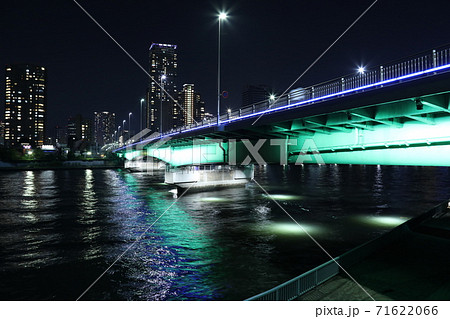 水辺のにぎわい創出する隅田川橋梁のライトアップ 『佃大橋』 71622066