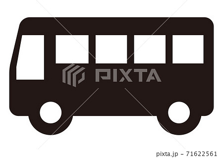 バスのシンプルなアイコン 白黒のイラスト素材