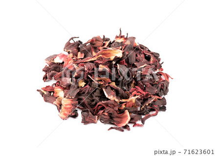 Soft focus. Dried hibiscus or sudan rose isolated on white background. Soft focus. Dried hibiscus or sudan rose isolated on white background. 71623601