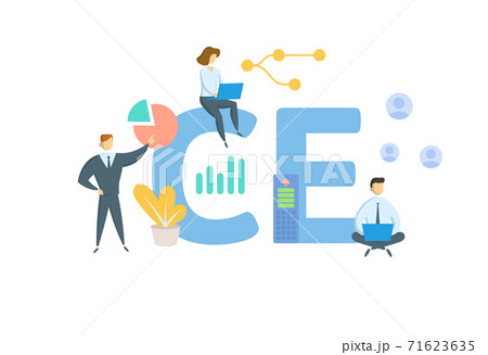 CE, Continuing Education. Concept with keywords, people and icons. Flat vector illustration. Isolated on white. 71623635