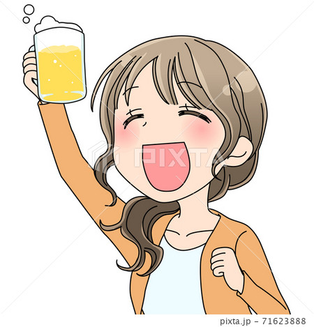 女性表情 笑顔で乾杯のイラスト素材