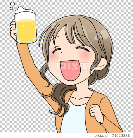 女性表情 笑顔で乾杯のイラスト素材