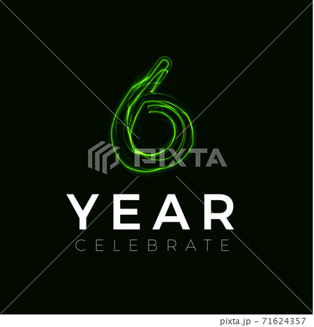Six Years celebrate poster for party. 6 years sign. Sixth birthday celebrate. Number for Halloween. Vector illustration Six Years celebrate poster for party. 6 years sign. Sixth birthday celebrate. Number for Halloween. Vector illustration 71624357