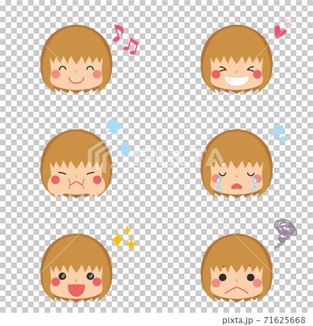 可愛い女の子の顔アイコン　喜怒哀楽セット 71625668
