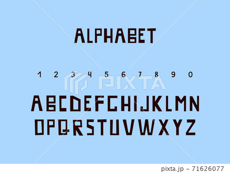 Creative font for your design. Modern alphabet, lettering isolated on a blue background. Bold capital letters and numbers. Vector set Creative font for your design. Modern alphabet, lettering isolated on a blue background. Bold capital letters and numbers. Vector set 71626077