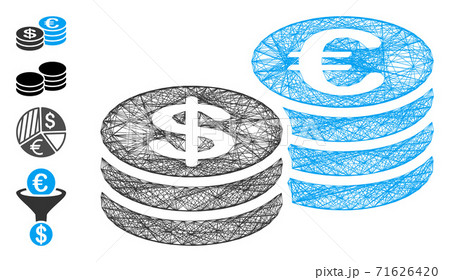 Network Euro and Dollar Coins Vector Mesh 71626420