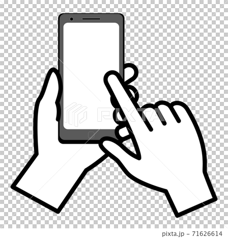 スマートフォンを操作する手のイラストのイラスト素材
