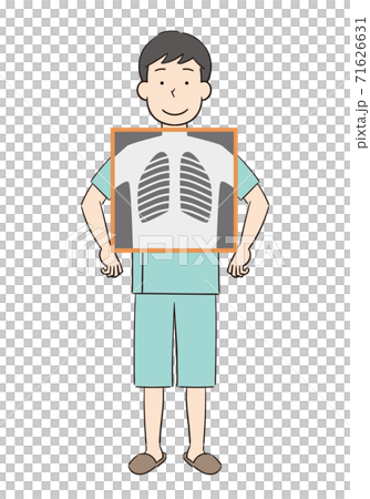 健康診断で胸部レントゲン検査を受ける男性 71626631