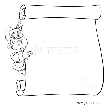 Santa Claus Christmas Scroll Cartoon Signのイラスト素材