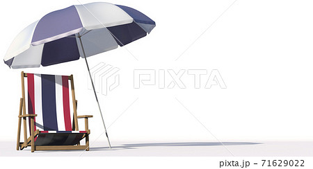 Flag of Thailand on a beach chair under big umbrella. Vacation or travel conceptual 3d rendering 71629022
