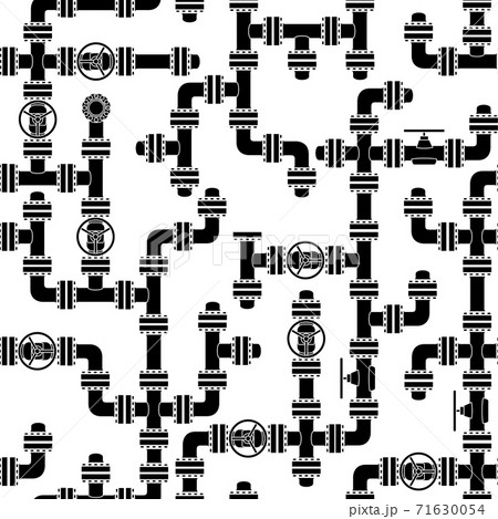 Seamless black and white background with pipeline network. 71630054