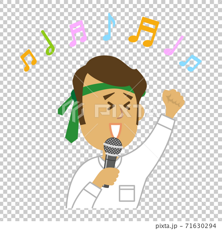 歌を歌う男性会社員のイラストイメージのイラスト素材
