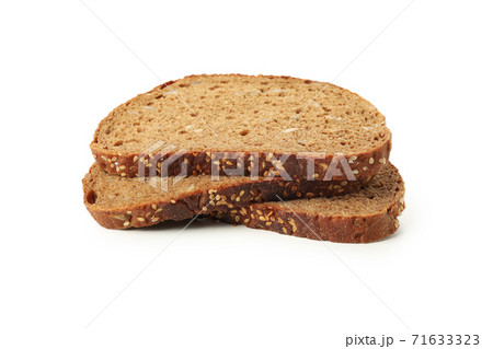 Slices of rye bread isolated on white background 71633323