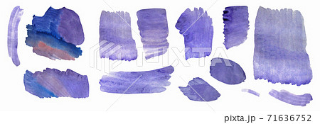 Watercolor stains. Set of purple spots. Transitions with watercolor paint. Isolated on white background. Watercolor texture element for cards, prints, for text design, websites. Watercolor stains. Set of purple spots. Transitions with watercolor paint. Isolated on white background. Watercolor texture element for cards, prints, for text design, websites. 71636752