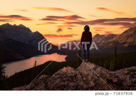 Girl enjoying Canadian Nature Landscape 71637916