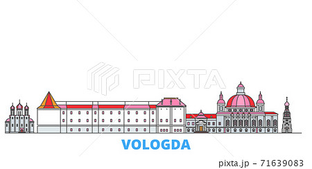 Russia, Vologda line cityscape, flat vector. Travel city landmark, oultine illustration, line world icons 71639083