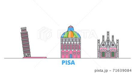Italy, Pisa line cityscape, flat vector. Travel city landmark, oultine illustration, line world icons 71639084
