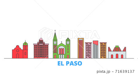 United States, El Paso line cityscape, flat vector. Travel city landmark, oultine illustration, line world icons 71639137