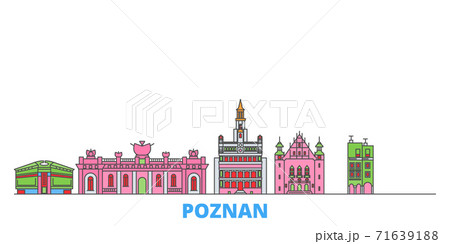 Poland, Poznan line cityscape, flat vector. Travel city landmark, oultine illustration, line world icons Poland, Poznan line cityscape, flat vector. Travel city landmark, oultine illustration, line world icons 71639188